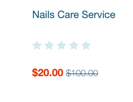 Nails care service strike-through pricing example