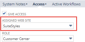 Shows where to find the Assigned Web Site list in the System Information subtab.