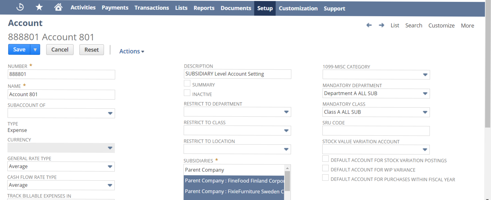 Example of account settings on an Account record page.