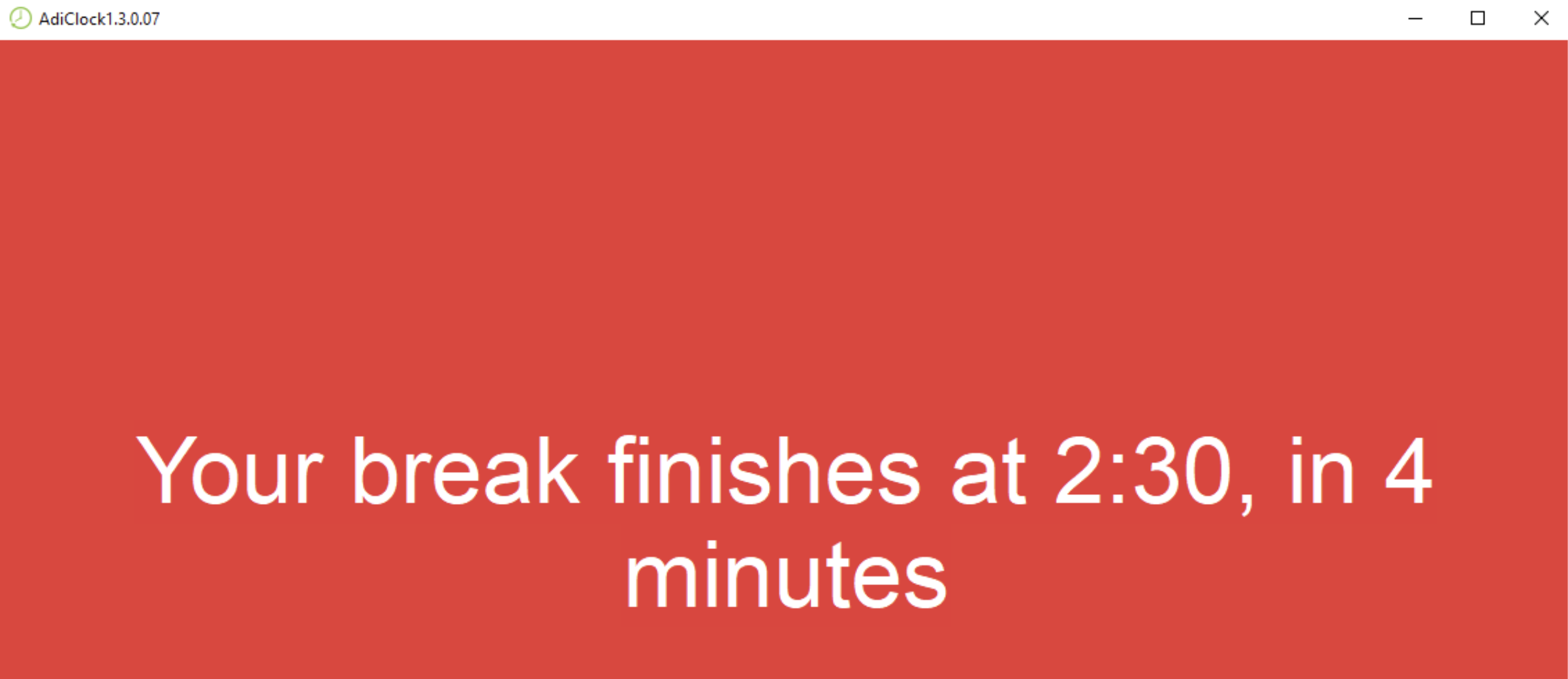 Screenshot showing a break timer a staff member would see while on their break.