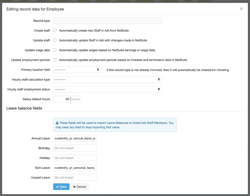 Adi Insights Configuration employee mirror record import