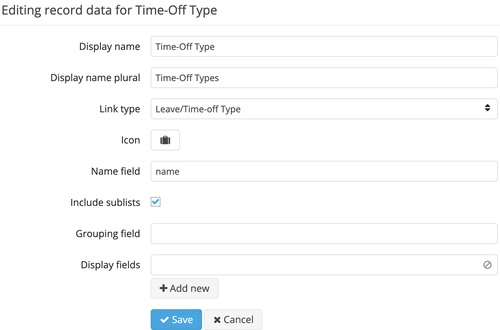 Adi Insights Configuration time off type mirrored record