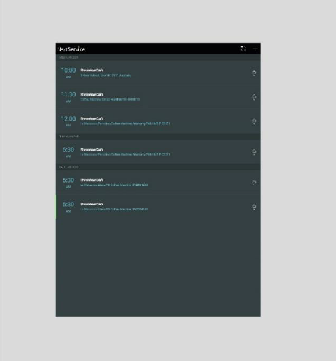 NextService Mobile appearance in small tablet.