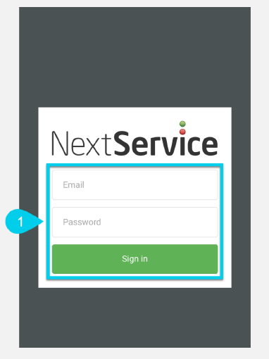 NextService Mobile login controls