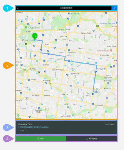 NextService Mobile task selected details map view.