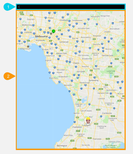 NextService Mobile task list screen map view.