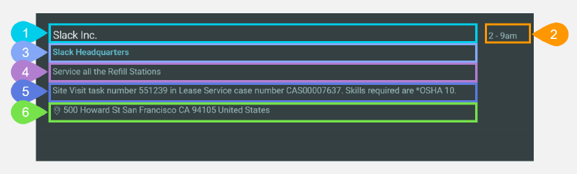 NextService Mobile selected task details panel.
