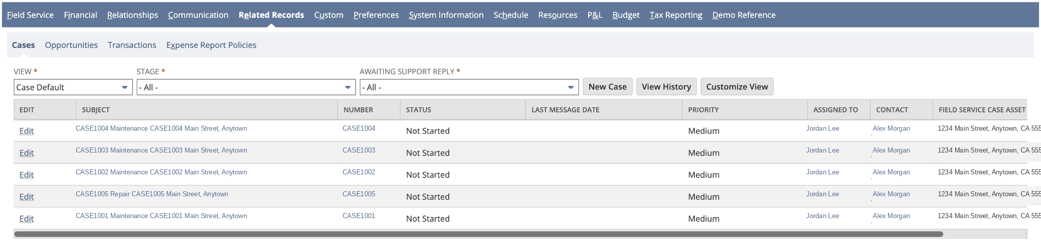 Related Records tab example
