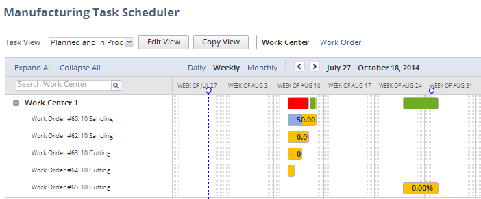 Screenshot of the Manufacturing Task Scheduler page view.
