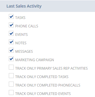 Last Sales Activity preferences.