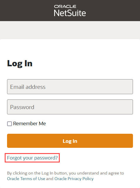 Login page with the Forgot your password link outlined in red.