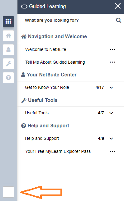 Languages button on the NetSuite Guided Learning Help panel.