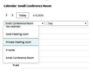 Resource list on the Calendar