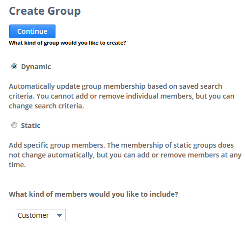Create Group page