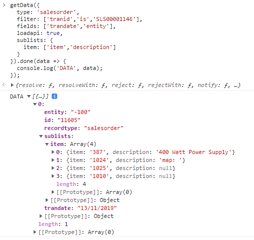 Example of data returned by getData() using the loadapi parameter.
