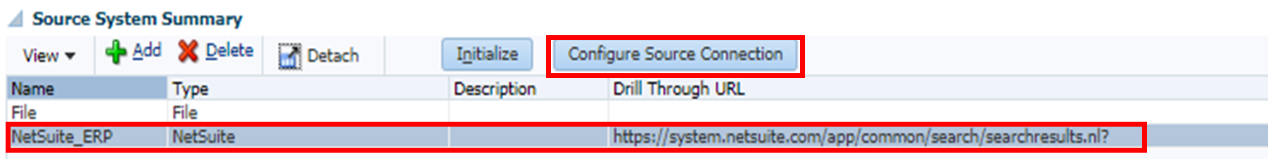 A portion of Data Management to show the Source System summary and the Configure Source Connection.