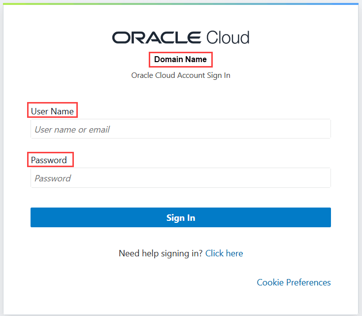 Profitability and Cost Management application login screen