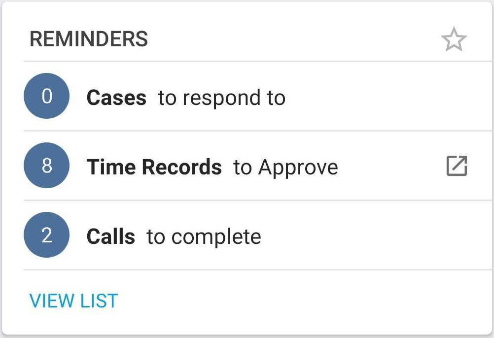 Screenshot of the NetSuite for Android Reminders portlet