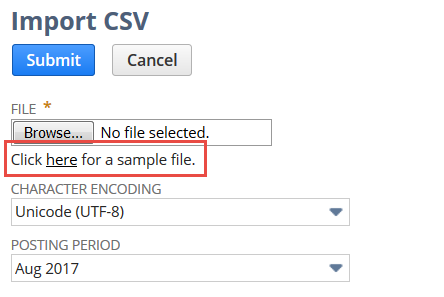 Where to click to import a CSV file