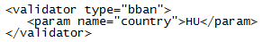 Code sample showing proper use of bban as a validator type.