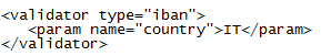 Code sample showing proper use of iban as a validator type.