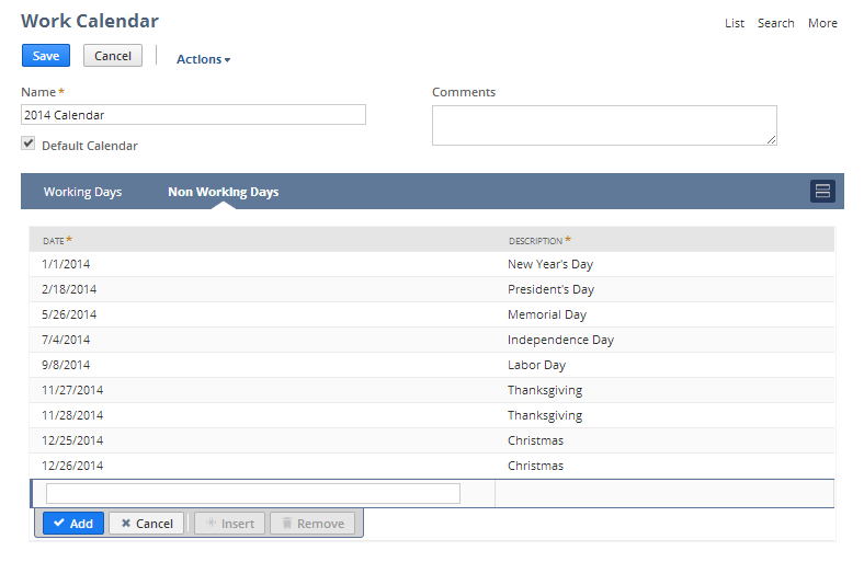 NetSuite Applications Suite Setting Up a Work Calendar