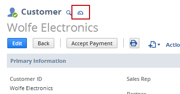 View Dashboard icon on a Customer record.