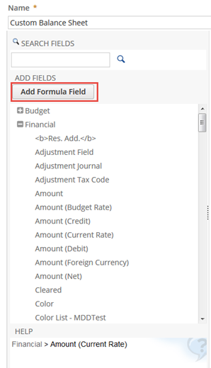 Add formula Field button