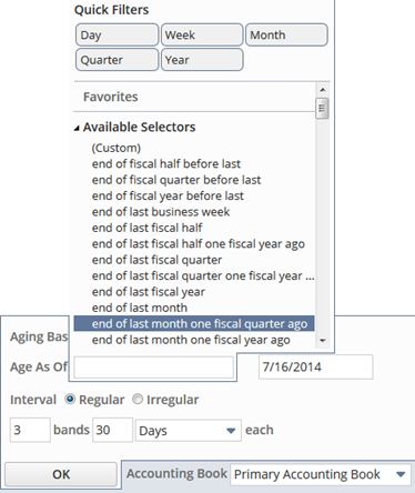 Age As Of dropdown Available Selectors.