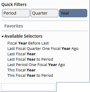 Year Quick Filter aging options.