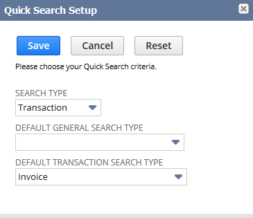 Quick Search Setup portlet