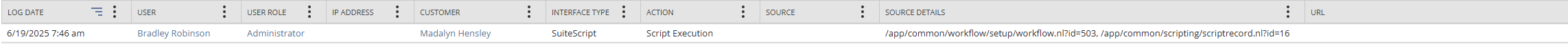 An example of a log where the script was run using Script Debugger.