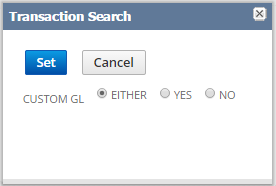 Configuration of custom GL filter on a search.