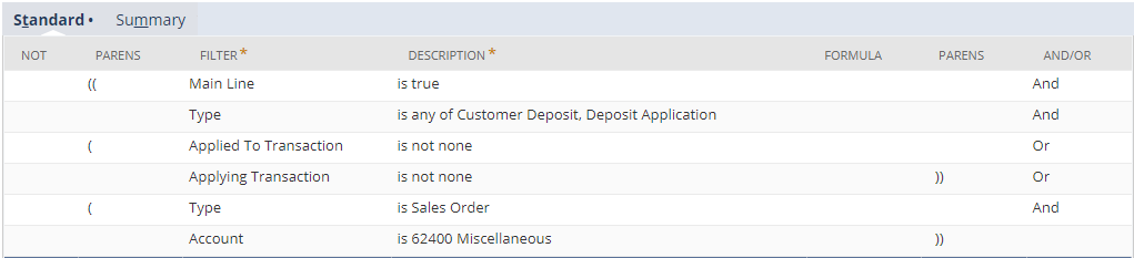 Saved search criteria using expressions.