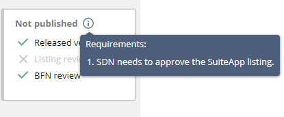 Tooltip for SuiteApp publishing requirements list.
