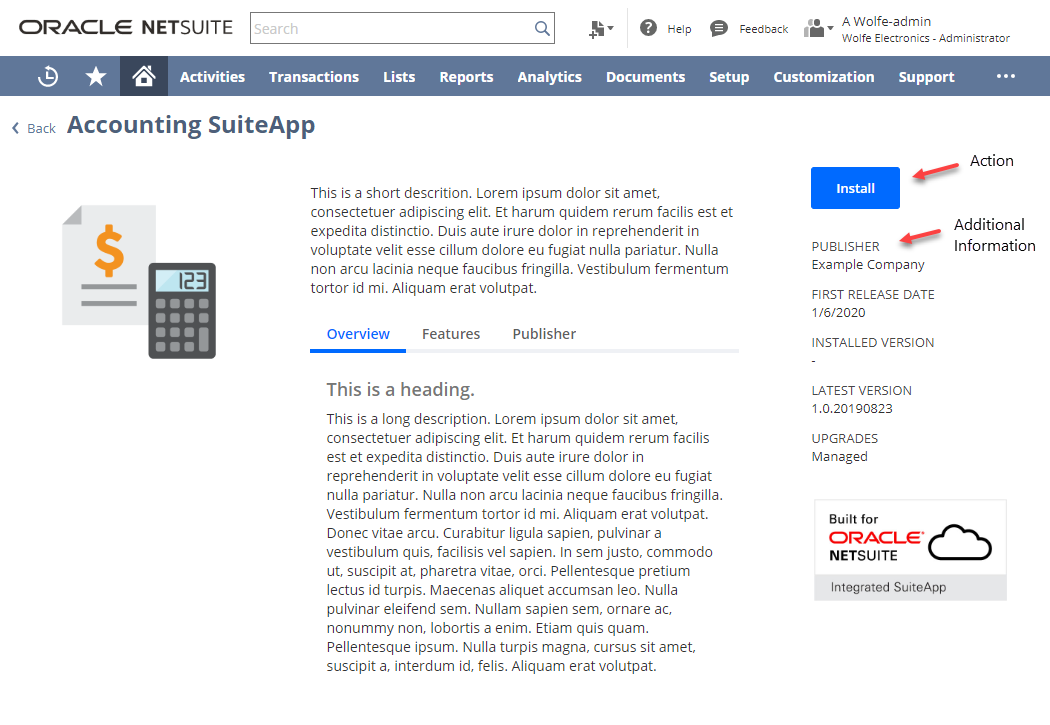 Viewing SuiteApps in the SuiteApp Marketplace section of the SuiteApp Marketplace in NetSuite page