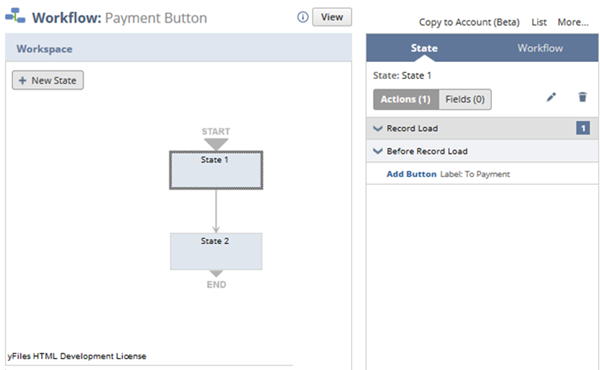 Sample sales transaction workflow showing the first state.