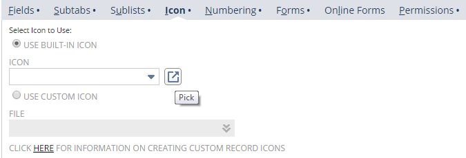Sample Icon subtab showing icon picker.