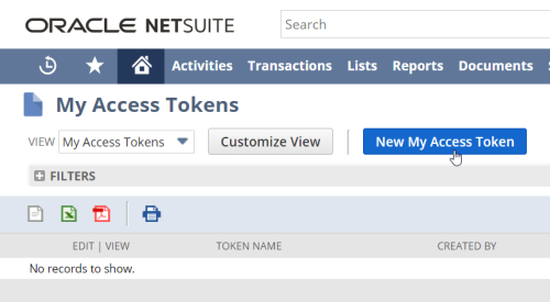 My Access Tokens page New My Access Token button highlighted.