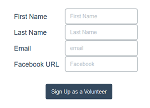 Resulting form fields: first name, last name, email, and Facebook URL.