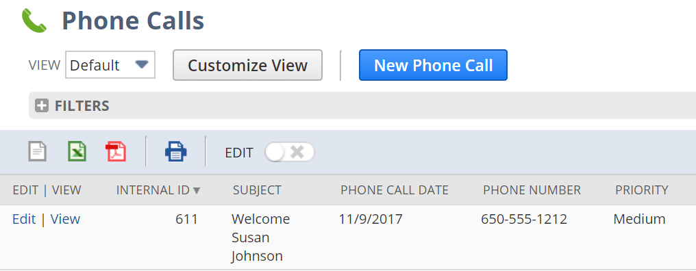 Custom module script results verification that a phone call was scheduled to welcom the new employee.