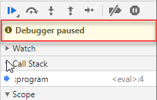 Chrome DeveTools with Debugger paused indicator.
