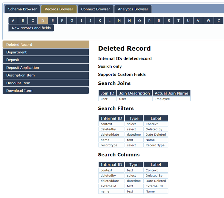 The Deleted Record page in the Records Browser.