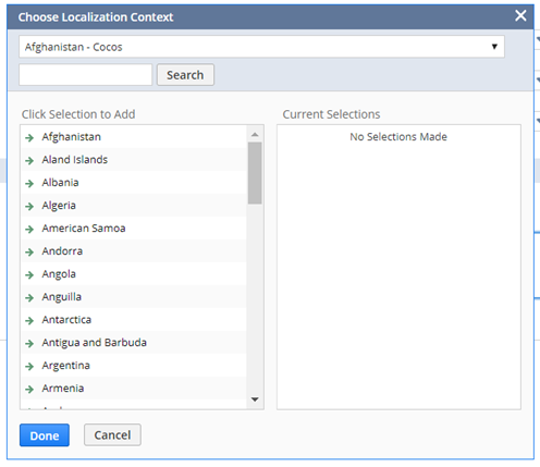 Choose Localization Context window.