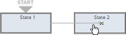 A portion of the diagrammer showing the icon being dragged to state 2.