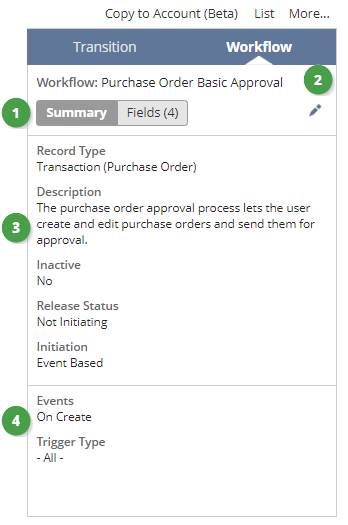 A screenshot of the Workflow tab of a sample workflow.