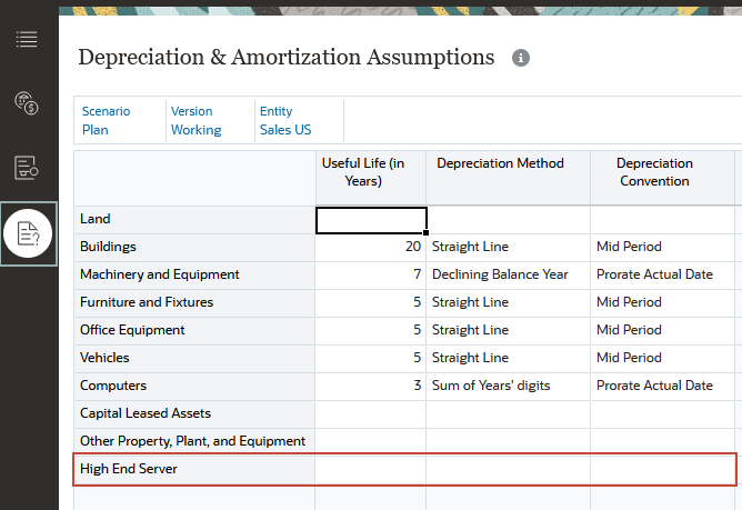 Assumptions page