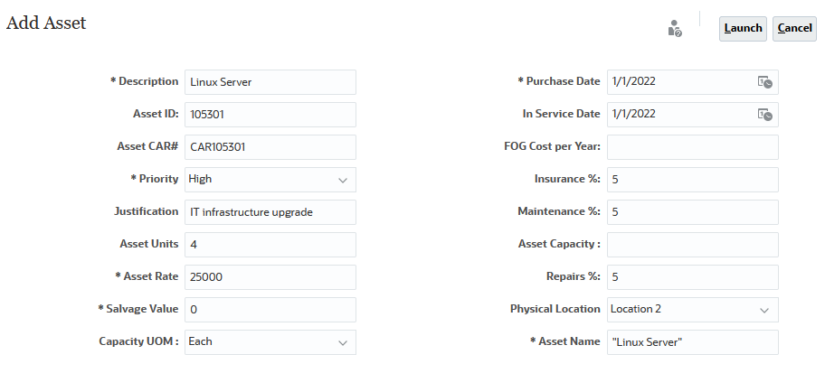 Add Asset dialog box