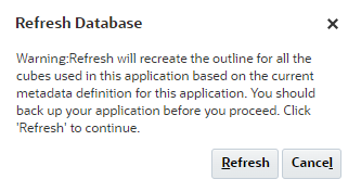 Refresh database confirmation message