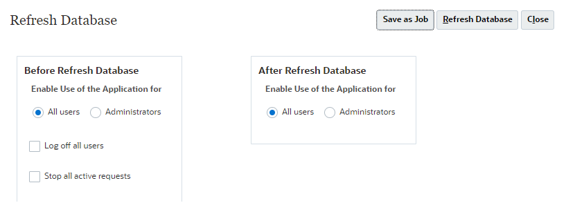 Refresh database dialog